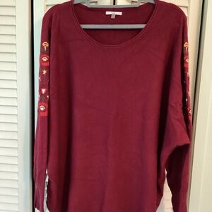 Burgundy embroidered sweater